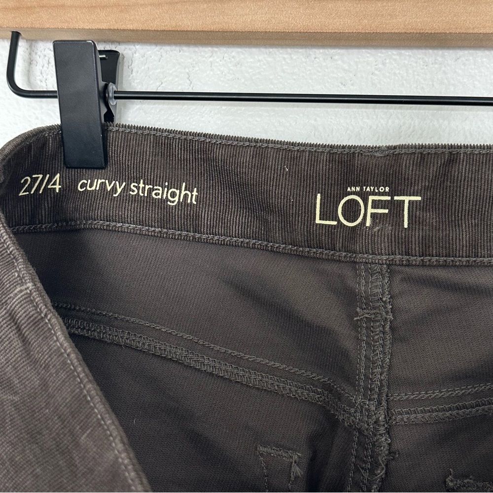 NWT Ann Taylor LOFT Curvy Straight Corduroy Pants Sz 4/27 Brown Lightweight FLAW - Picture 7 of 12